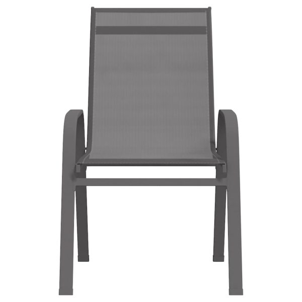 Cadeiras de jardim empilháveis 2 pcs textilene cinzento - Image 3