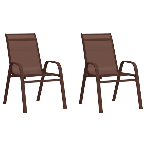 Cadeiras de jardim empilháveis 2 pcs textilene castanho