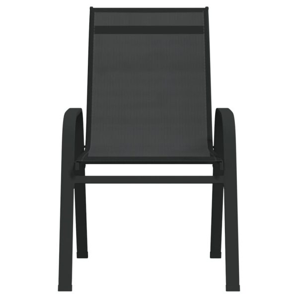 Cadeiras de jardim empilháveis 4 pcs textilene preto - Image 3