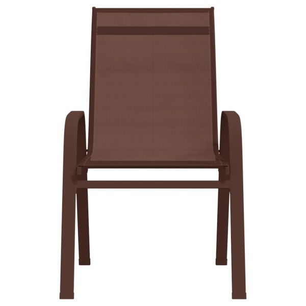 Cadeiras de jardim empilháveis 6 pcs textilene castanho - Image 2