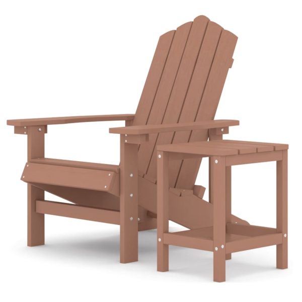 Cadeira de jardim Adirondack com mesa PEAD castanho - Image 2