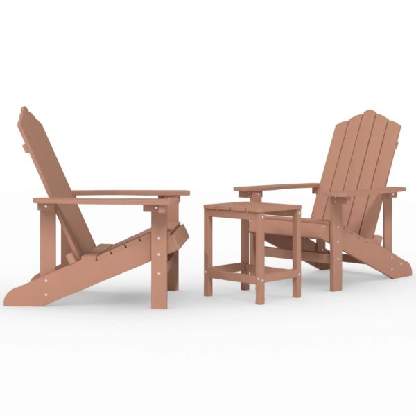 Cadeiras de jardim Adirondack com mesa PEAD castanho - Image 2