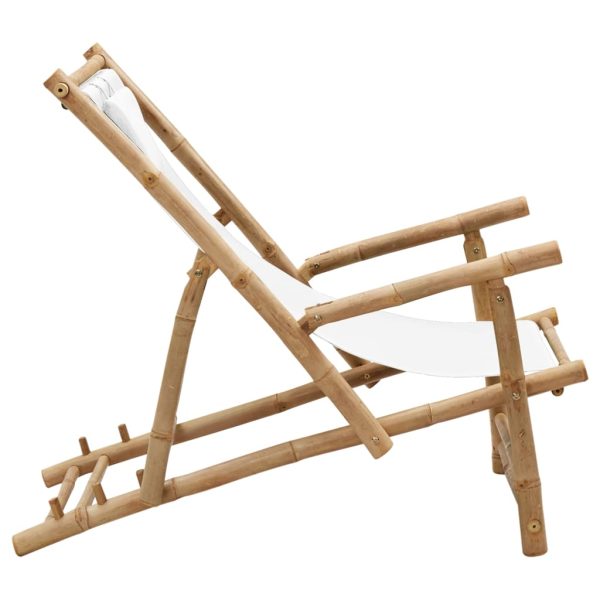Cadeira de terraço em bambu e lona branco nata - Image 3