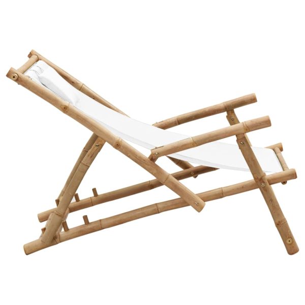 Cadeira de terraço em bambu e lona branco nata - Image 4