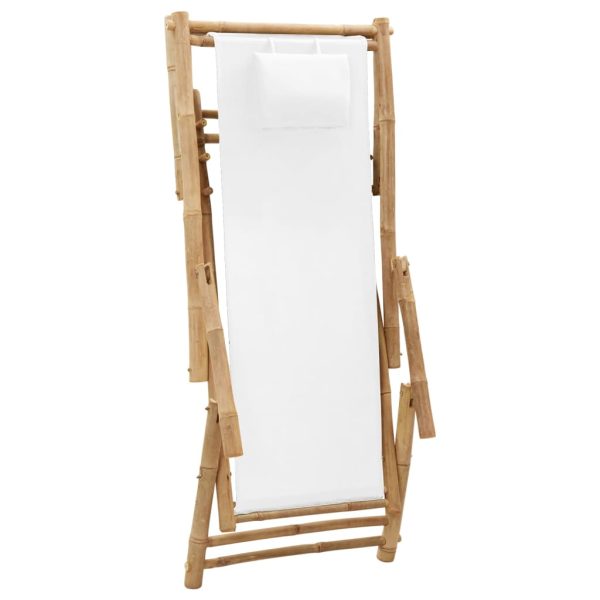 Cadeira de terraço em bambu e lona branco nata - Image 6