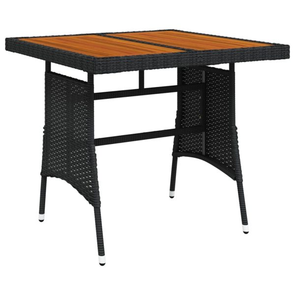 Mesa de jardim 70x70x72 cm vime PE e acácia maciça preto - Image 2
