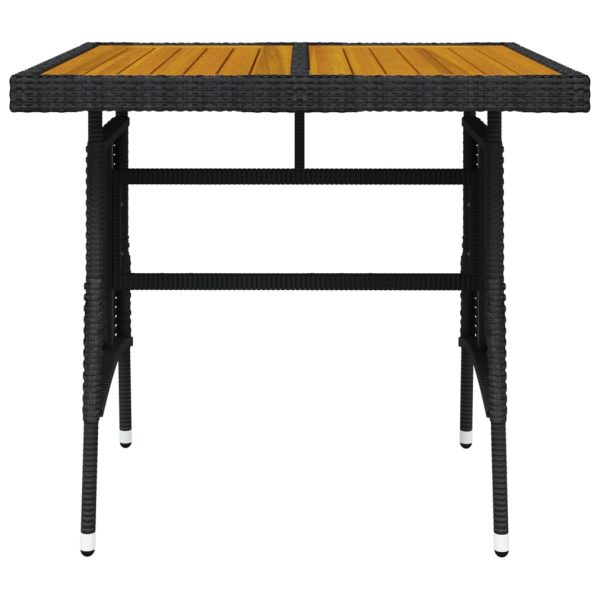 Mesa de jardim 70x70x72 cm vime PE e acácia maciça preto - Image 3