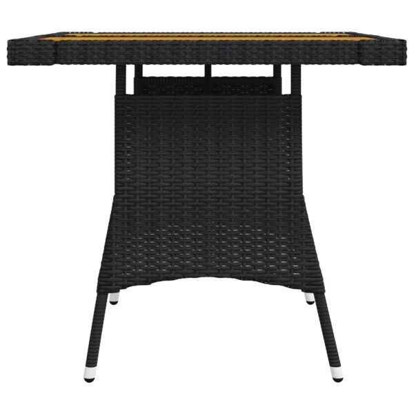 Mesa de jardim 70x70x72 cm vime PE e acácia maciça preto - Image 4