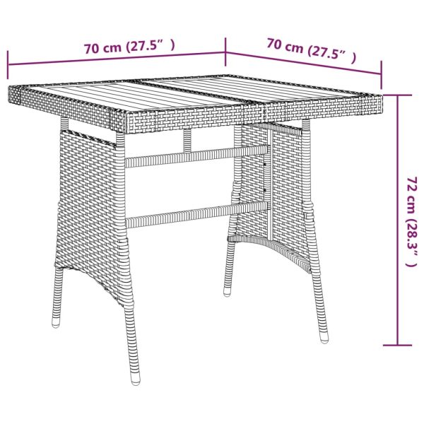 Mesa de jardim 70x70x72 cm vime PE e acácia maciça preto - Image 5