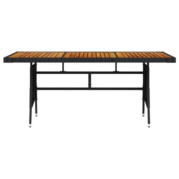 Mesa de jardim 160x70x72 cm vime PE e acácia maciça preto - Image 2