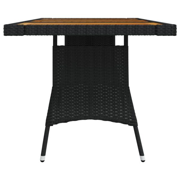Mesa de jardim 160x70x72 cm vime PE e acácia maciça preto - Image 3