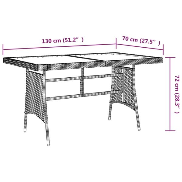 Mesa de jardim 130x70x72 cm vime PE e acácia maciça cinzento - Image 4