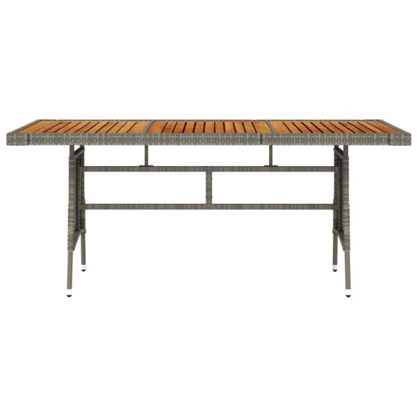 Mesa de jardim 160x70x72 cm vime PE e acácia maciça cinzento - Image 2