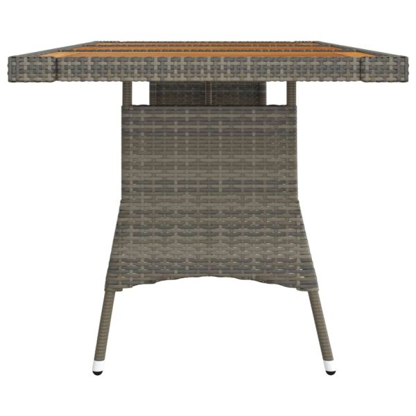 Mesa de jardim 160x70x72 cm vime PE e acácia maciça cinzento - Image 3