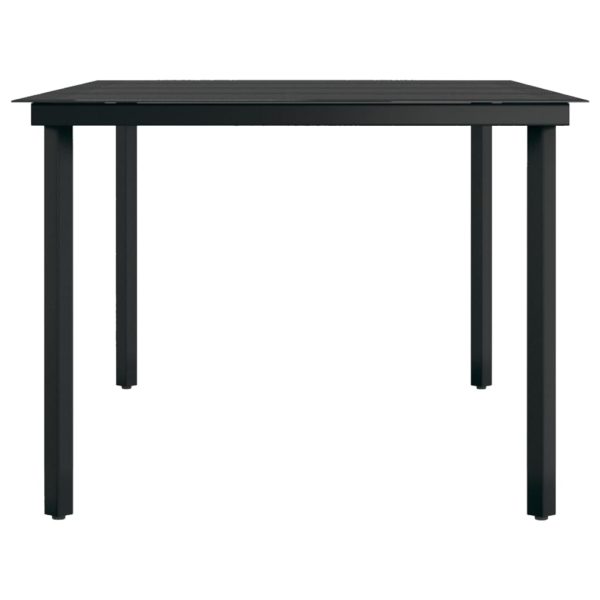 Mesa de jantar para jardim 200x100x74 cm aço e vidro preto - Image 4