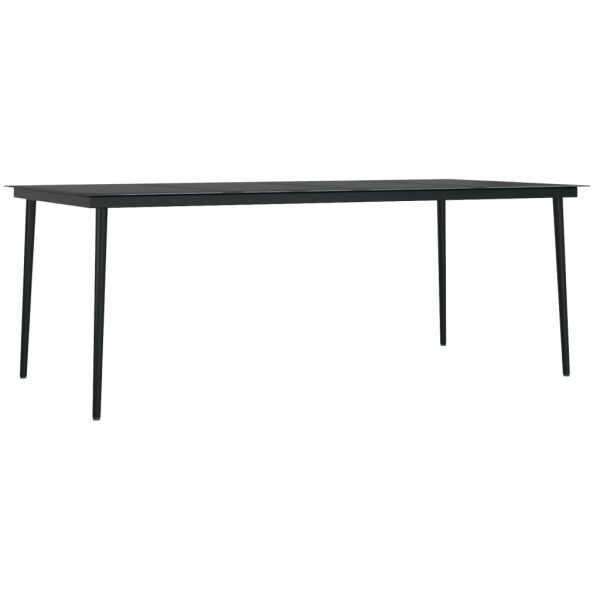 Mesa de jantar para jardim 200x100x74 cm aço e vidro preto - Image 2