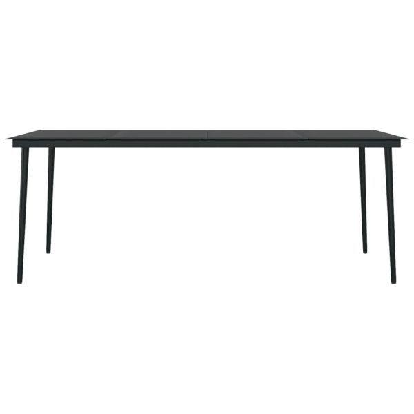 Mesa de jantar para jardim 200x100x74 cm aço e vidro preto - Image 3