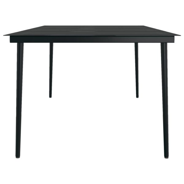 Mesa de jantar para jardim 200x100x74 cm aço e vidro preto - Image 4