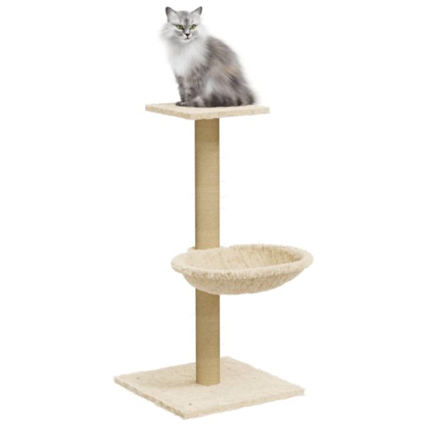 Árvore para gatos com poste arranhador sisal 74 cm cor creme - Image 3