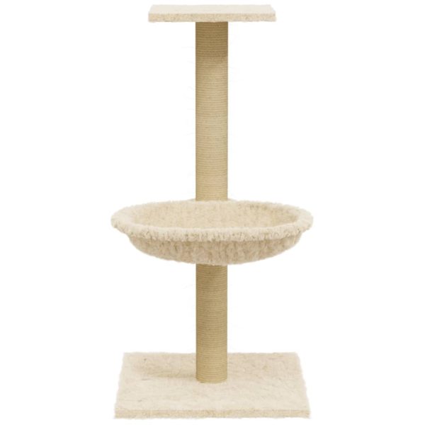 Árvore para gatos com poste arranhador sisal 74 cm cor creme - Image 4