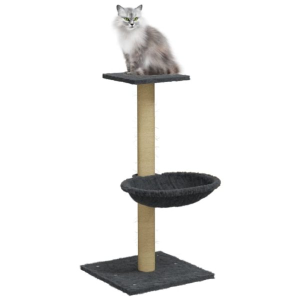 Árvore p/ gatos c/ poste arranhador sisal 74 cm cinzento-escuro - Image 3