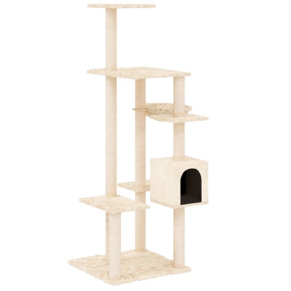 Árvore para gatos c/ postes arranhadores sisal 142 cm cor creme - Image 2