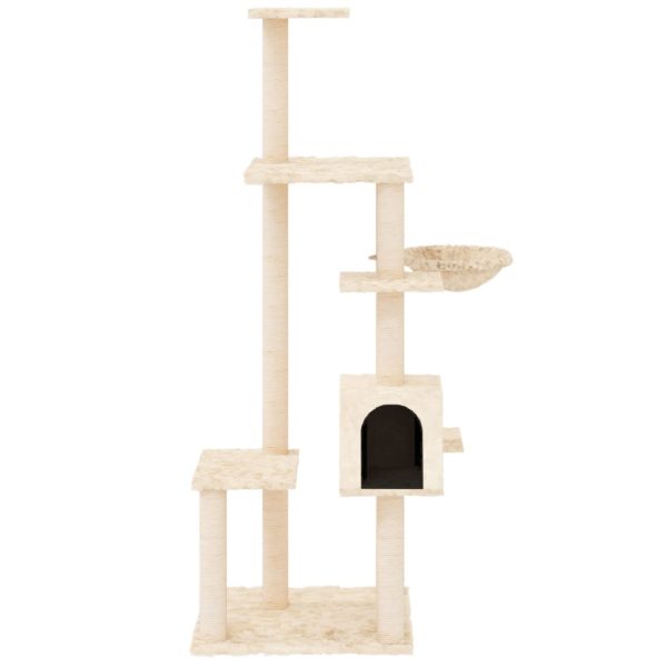 Árvore para gatos c/ postes arranhadores sisal 142 cm cor creme - Image 3