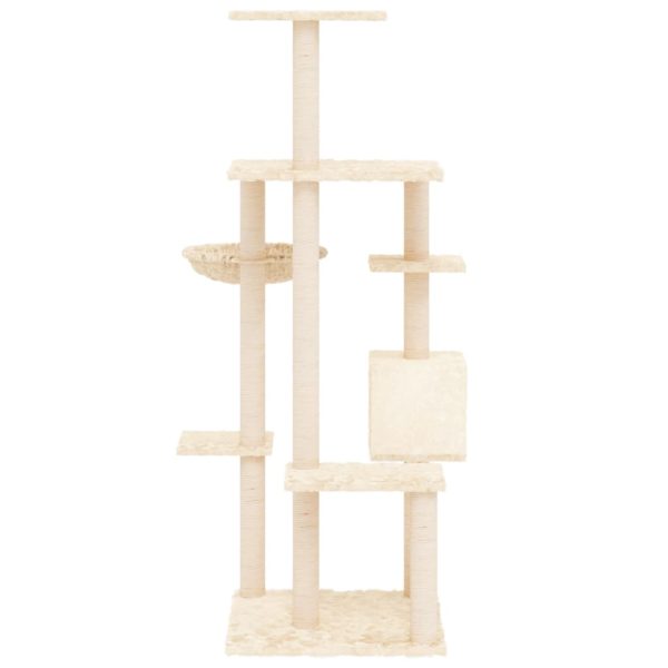 Árvore para gatos c/ postes arranhadores sisal 142 cm cor creme - Image 4
