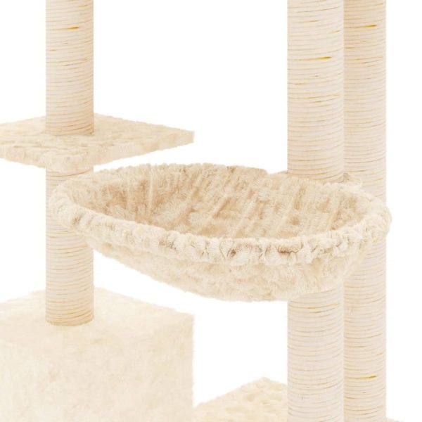 Árvore para gatos c/ postes arranhadores sisal 142 cm cor creme - Image 6