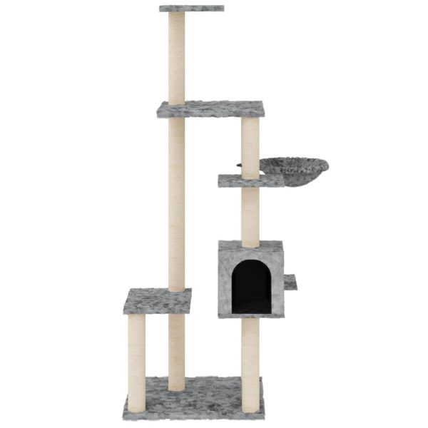 Árvore p/ gatos c/ postes arranhadores sisal 142 cm cinza-claro - Image 3