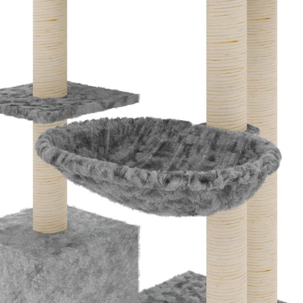 Árvore p/ gatos c/ postes arranhadores sisal 142 cm cinza-claro - Image 6