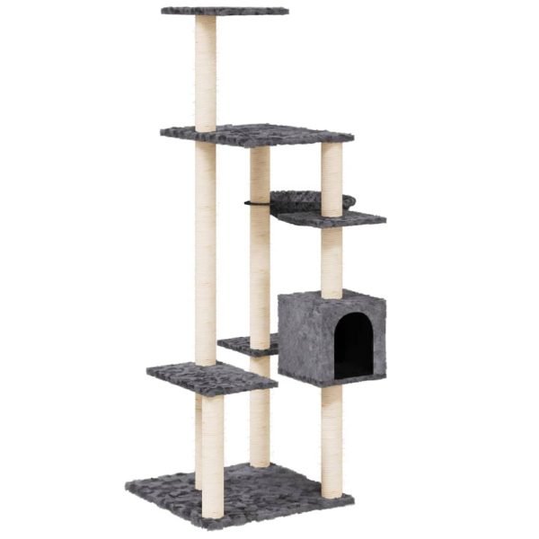 Árvore p/ gatos c/ postes arranhadores sisal 142cm cinza-escuro - Image 2