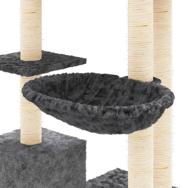 Árvore p/ gatos c/ postes arranhadores sisal 142cm cinza-escuro - Image 6