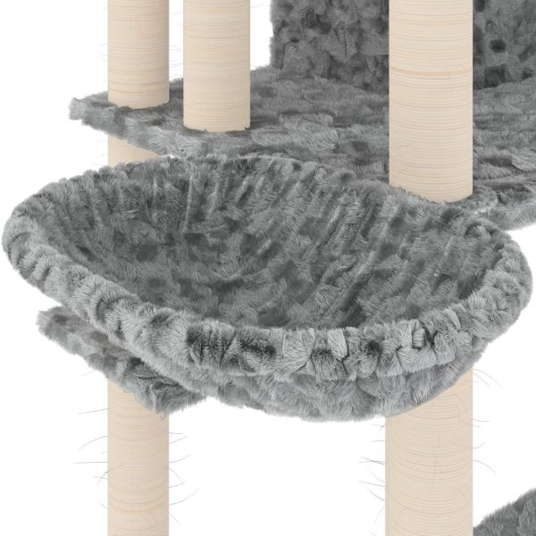Árvore p/ gatos c/ postes arranhadores sisal 191 cm cinza-claro - Image 6