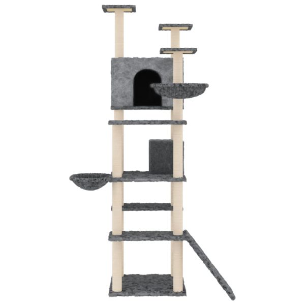Árvore p/ gatos c/ poste arranhador sisal 191 cm cinza-escuro - Image 3