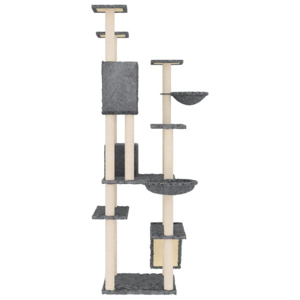 Árvore p/ gatos c/ poste arranhador sisal 191 cm cinza-escuro - Image 4
