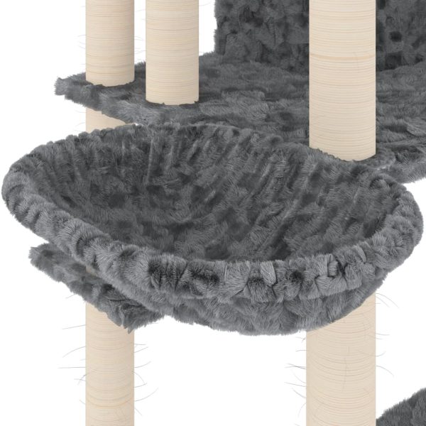 Árvore p/ gatos c/ poste arranhador sisal 191 cm cinza-escuro - Image 6
