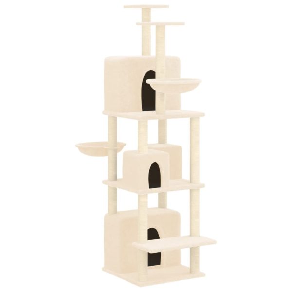 Árvore para gatos c/ postes arranhadores sisal 180 cm cor creme - Image 2