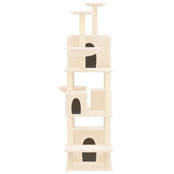 Árvore para gatos c/ postes arranhadores sisal 180 cm cor creme - Image 3