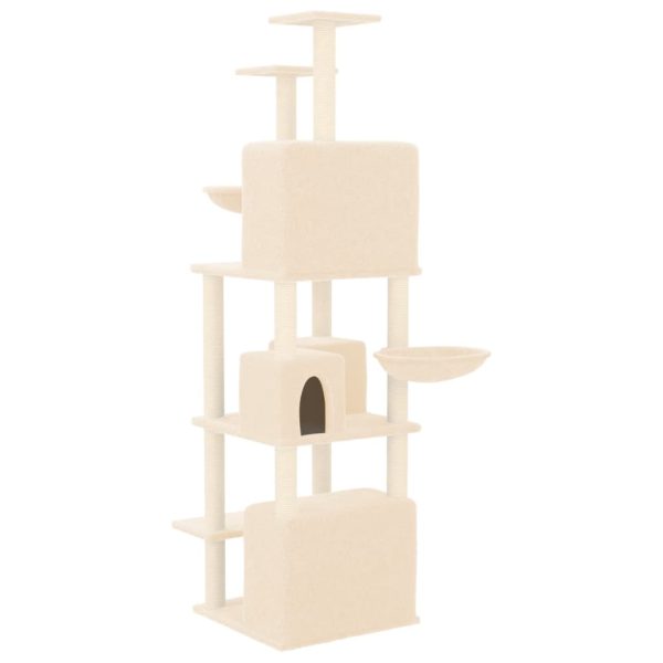 Árvore para gatos c/ postes arranhadores sisal 180 cm cor creme - Image 5