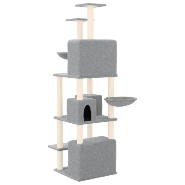Árvore p/ gatos c/ postes arranhadores sisal 180 cm cinza-claro - Image 5