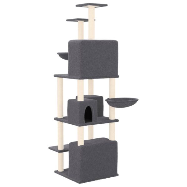 Árvore p/ gatos c/ postes arranhadores sisal 180cm cinza-escuro - Image 5