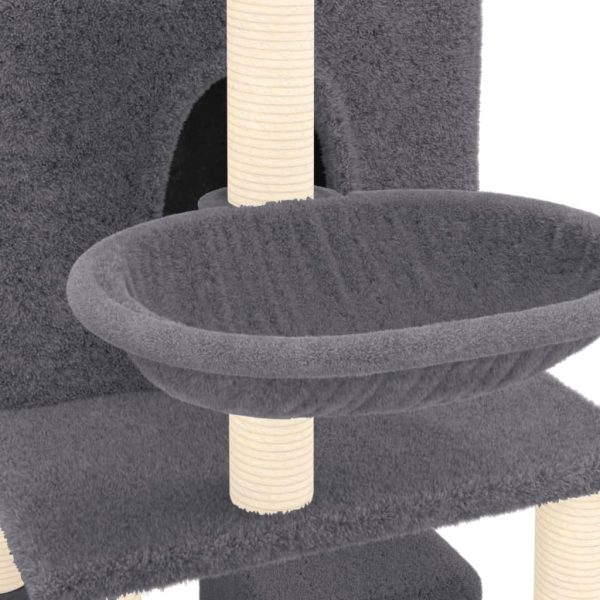 Árvore p/ gatos c/ postes arranhadores sisal 180cm cinza-escuro - Image 6