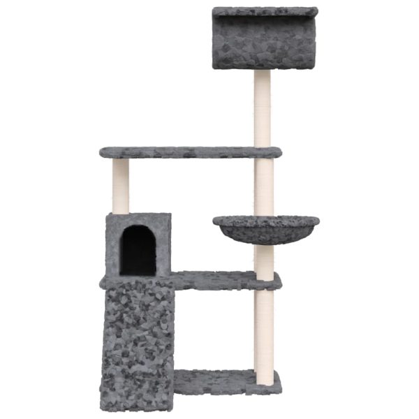 Árvore p/ gatos c/ postes arranhadores sisal 131cm cinza-escuro - Image 3