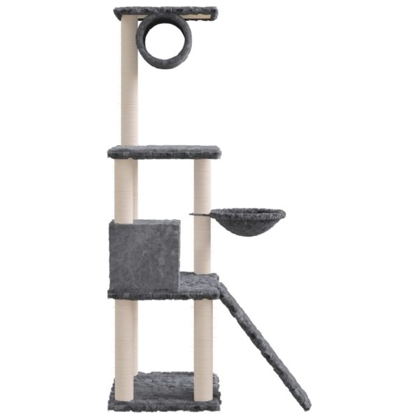 Árvore p/ gatos c/ postes arranhadores sisal 131cm cinza-escuro - Image 4
