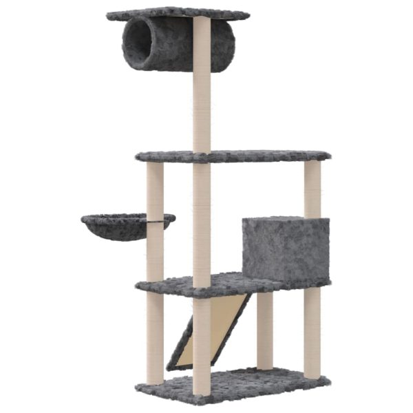Árvore p/ gatos c/ postes arranhadores sisal 131cm cinza-escuro - Image 5