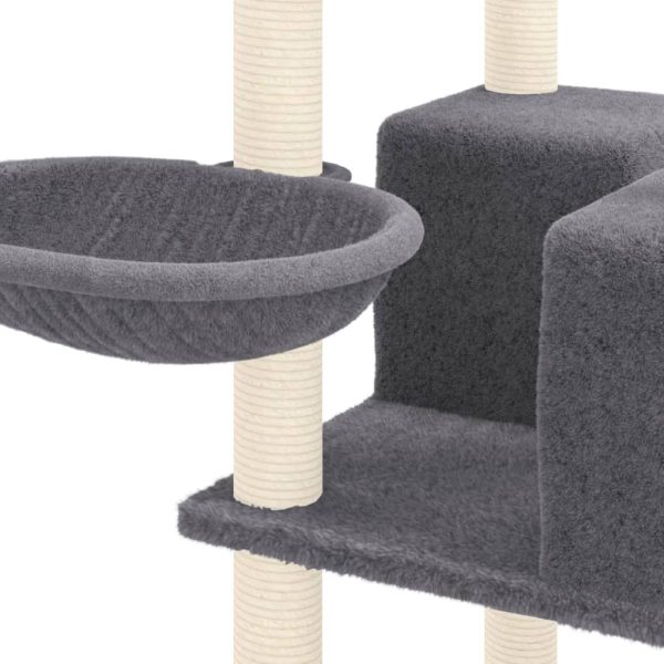 Árvore p/ gatos c/ postes arranhadores sisal 167cm cinza-escuro - Image 6