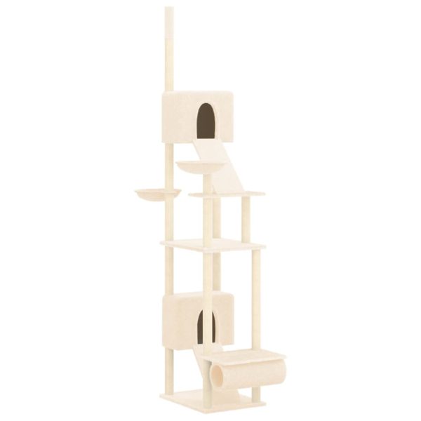 Árvore p/ gatos altura ajustável chão ao teto 277-303 cm creme - Image 2