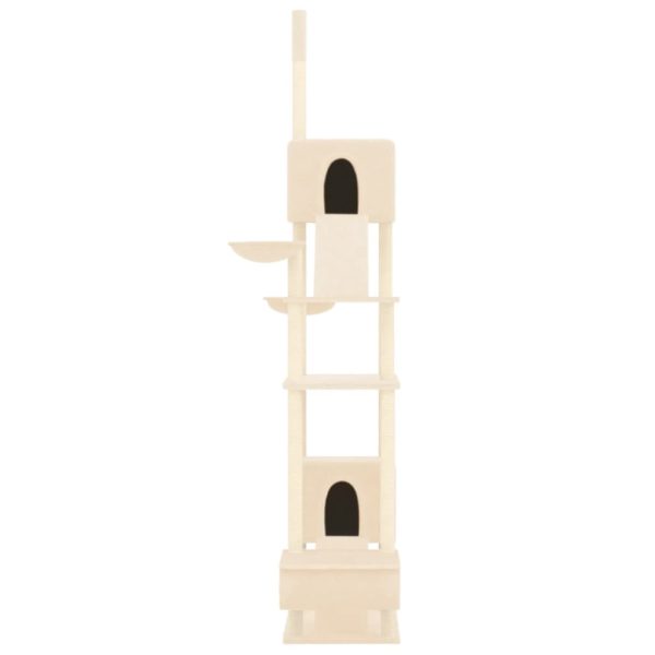 Árvore p/ gatos altura ajustável chão ao teto 277-303 cm creme - Image 3