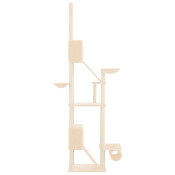 Árvore p/ gatos altura ajustável chão ao teto 277-303 cm creme - Image 4